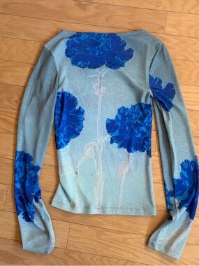 ASOS TopShop blue floral long sleeve top